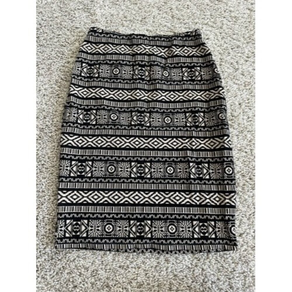 Juniors B_Envied Pencil Elastic Wasit Geometric Skirt Size Small Knee Length
